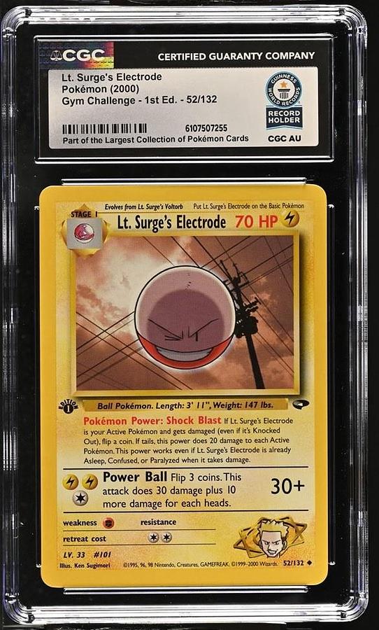 Used 2000 Pokemon Gym Challenge 1ST ED. #52 LT. SURGE'S ELECTRODE CGC WORLD RECORD