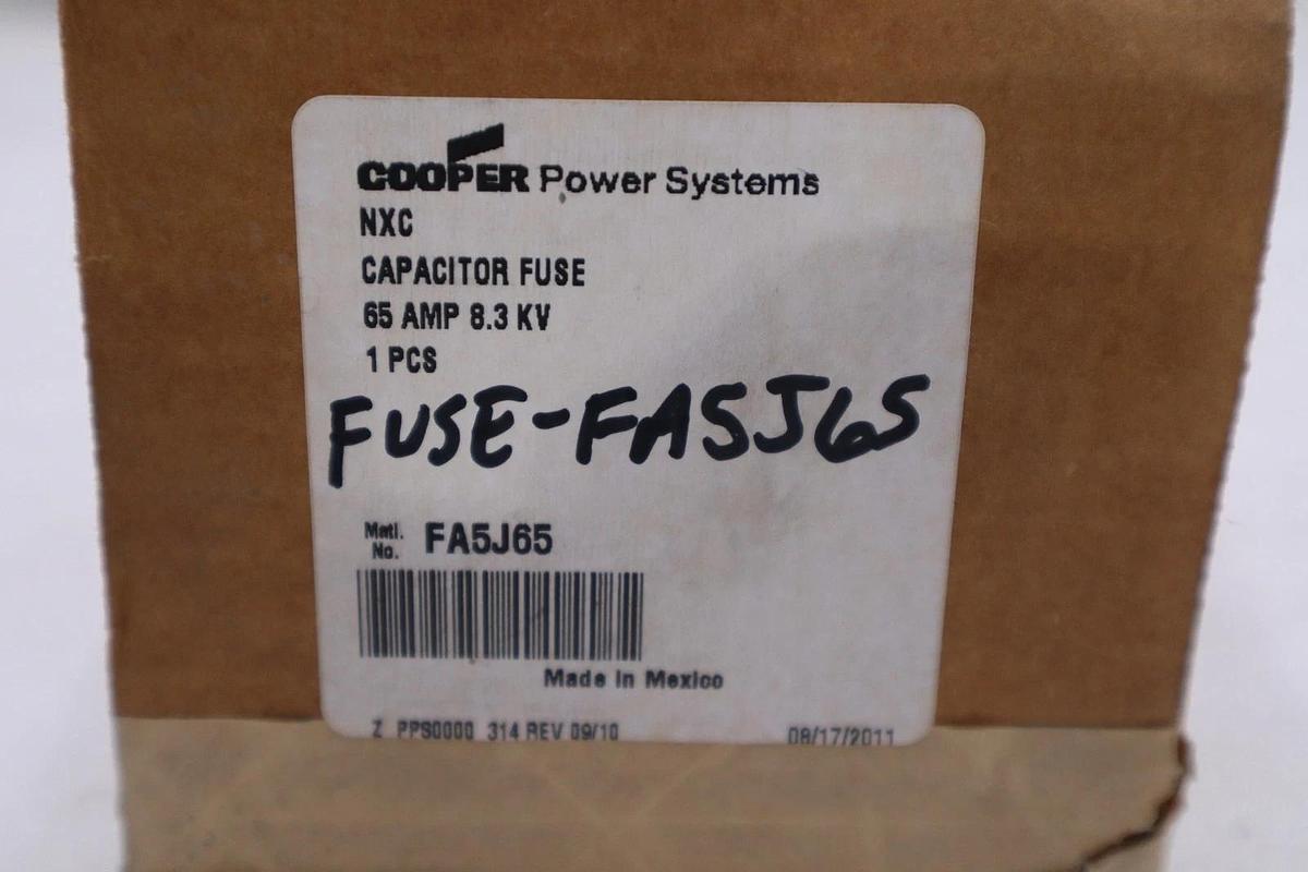 Used FA5J65 - COOPER - CAPACITOR FUSE, NXC, 8.3KV, 65A, NEW IN BOX STOCK GF383