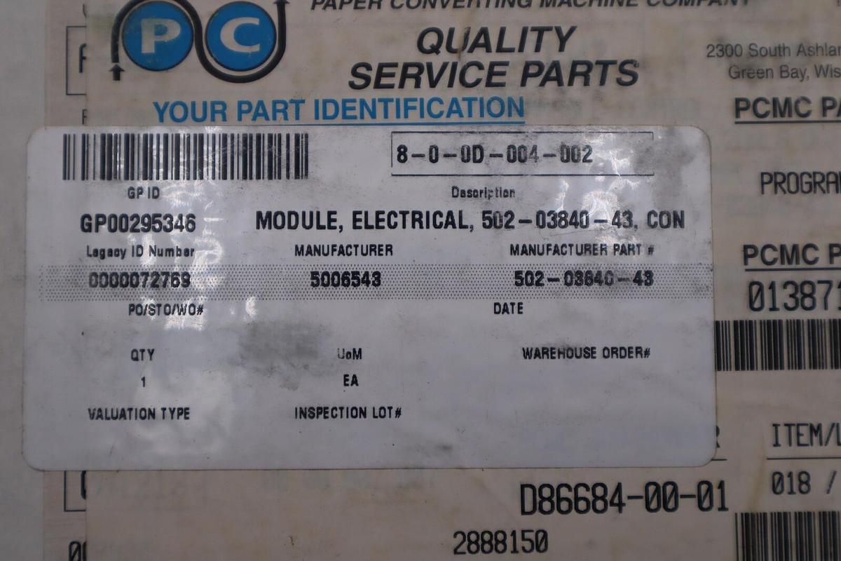 NEW GIDDINGS AND LEWIS 502-03840-43/ M.1016.9343 PIC 900 SERVO MOD 2 STOCK 306-C