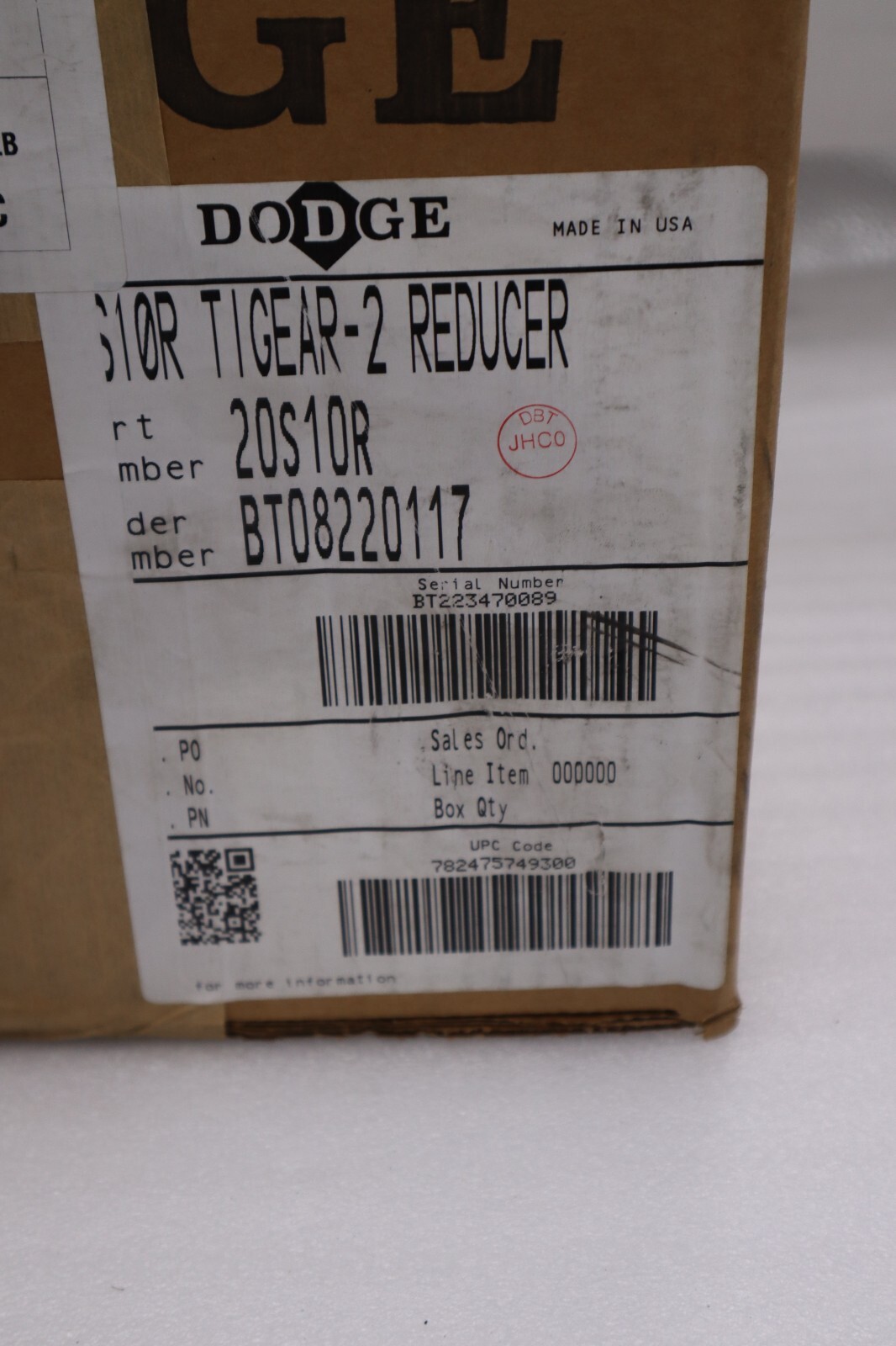 DODGE 20S10R TIGEAR-2 REDUCER GEARBOX NEW IN BOX STOCK H902