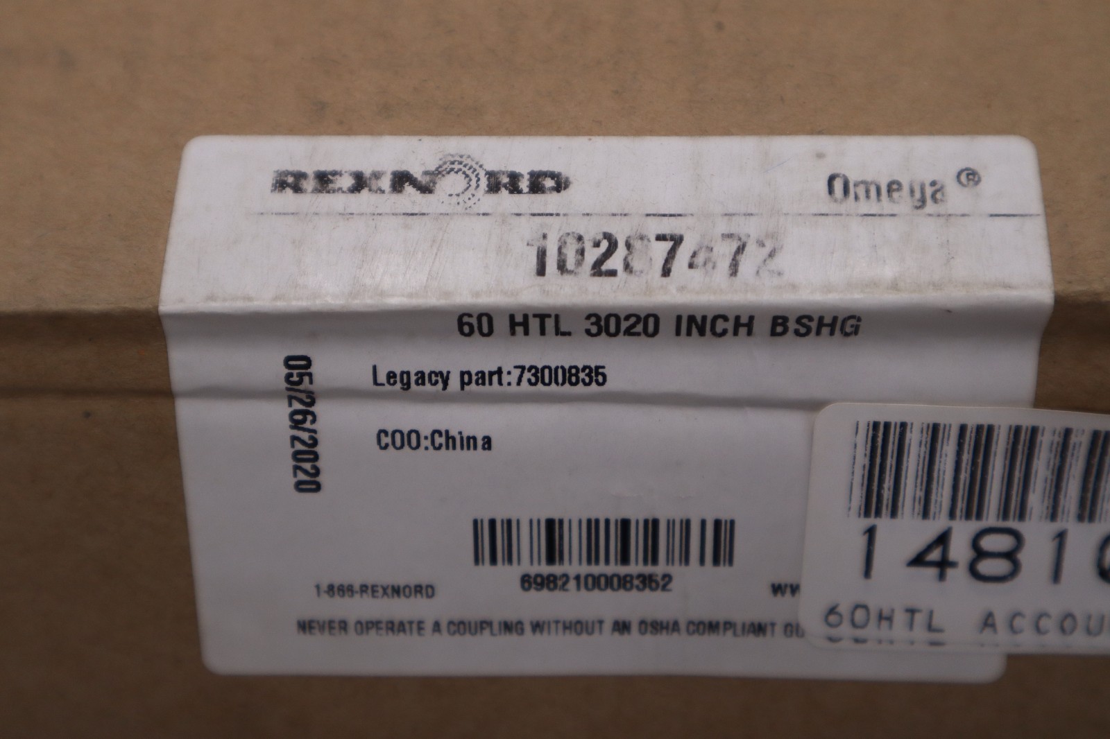 Rexnord Omega 730085 60HTL  Hub for Elastomeric Coupling - STOCK GF911