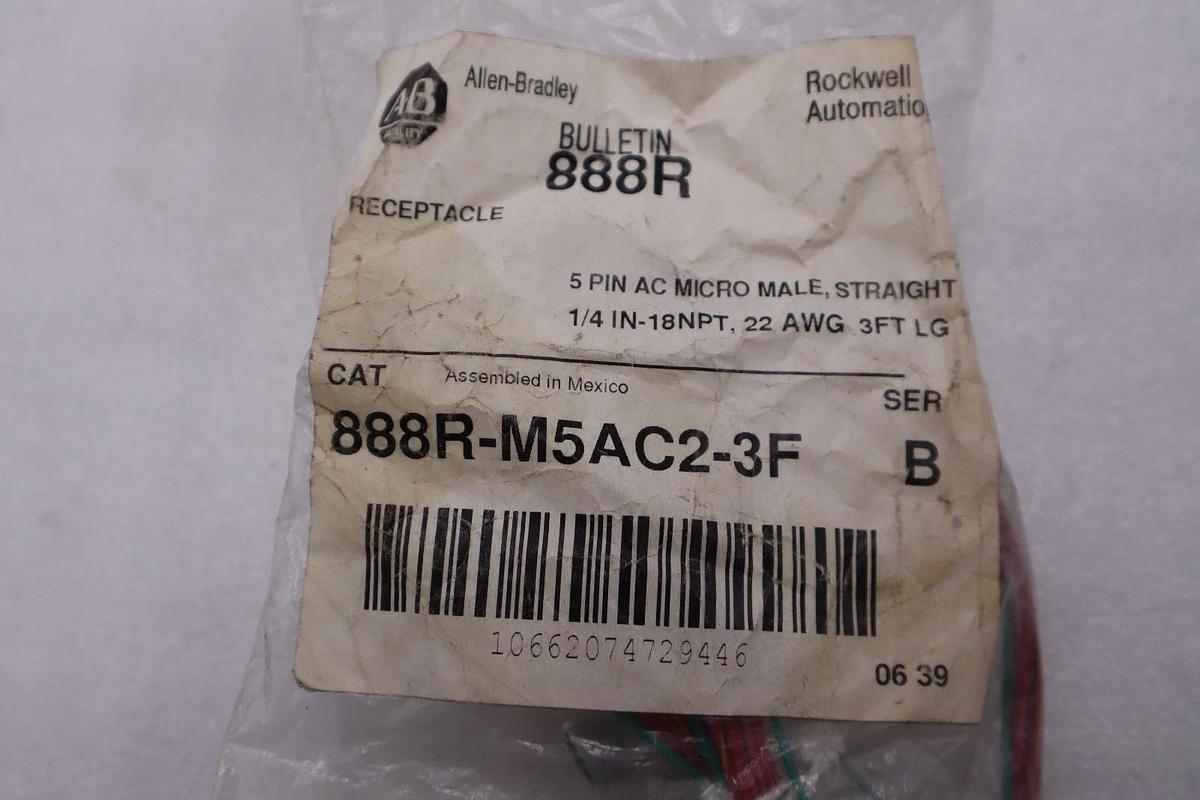 Allen Bradley 888R-M5AC2-3F RECEPTACLE AC MICRO STOCK H1646A