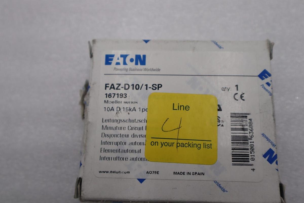 Used NEW OPEN BOX Eaton FAZ-D10/1-SP Circuit Breaker STOCK L-350-C