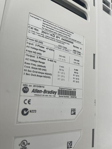 NEW ALLEN BRADLEY PowerFlex 755 20G11ND2P1AA0NNNNN 1 HP VFD DRIVE STOCK 3701