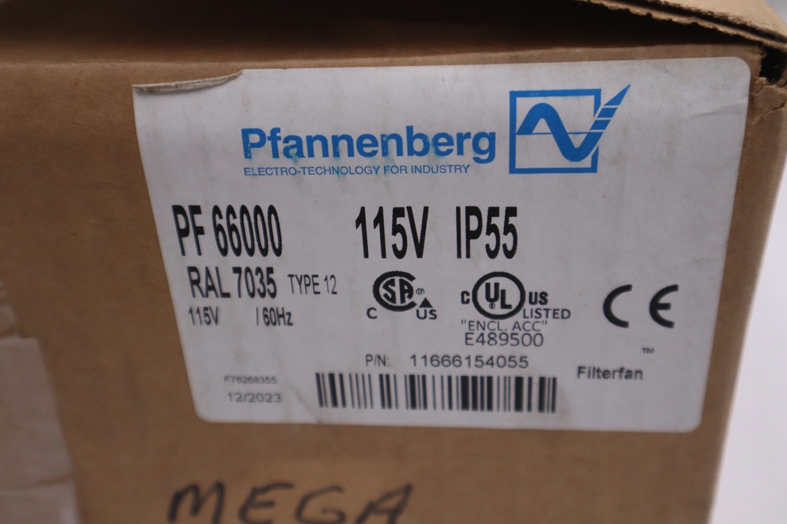 Pfannenberg Fans PF 66000/ 11666154055 RAL 7035 TYPE 12 FILTERFAN - STOCK GF541
