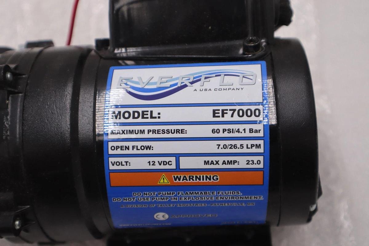 Everflo EF7000-QA 7.0 GPM 60 PSI 12V DC Diaphragm Pump NEW OPEN BOX STK GF882A