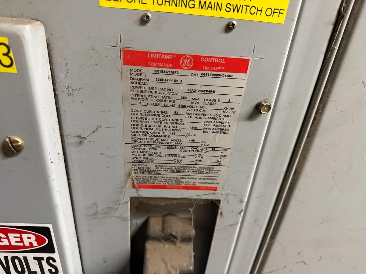 Used GE Limitamp Motor Control 4160 Volt Model CR194A148F2 Complete Switchgear System