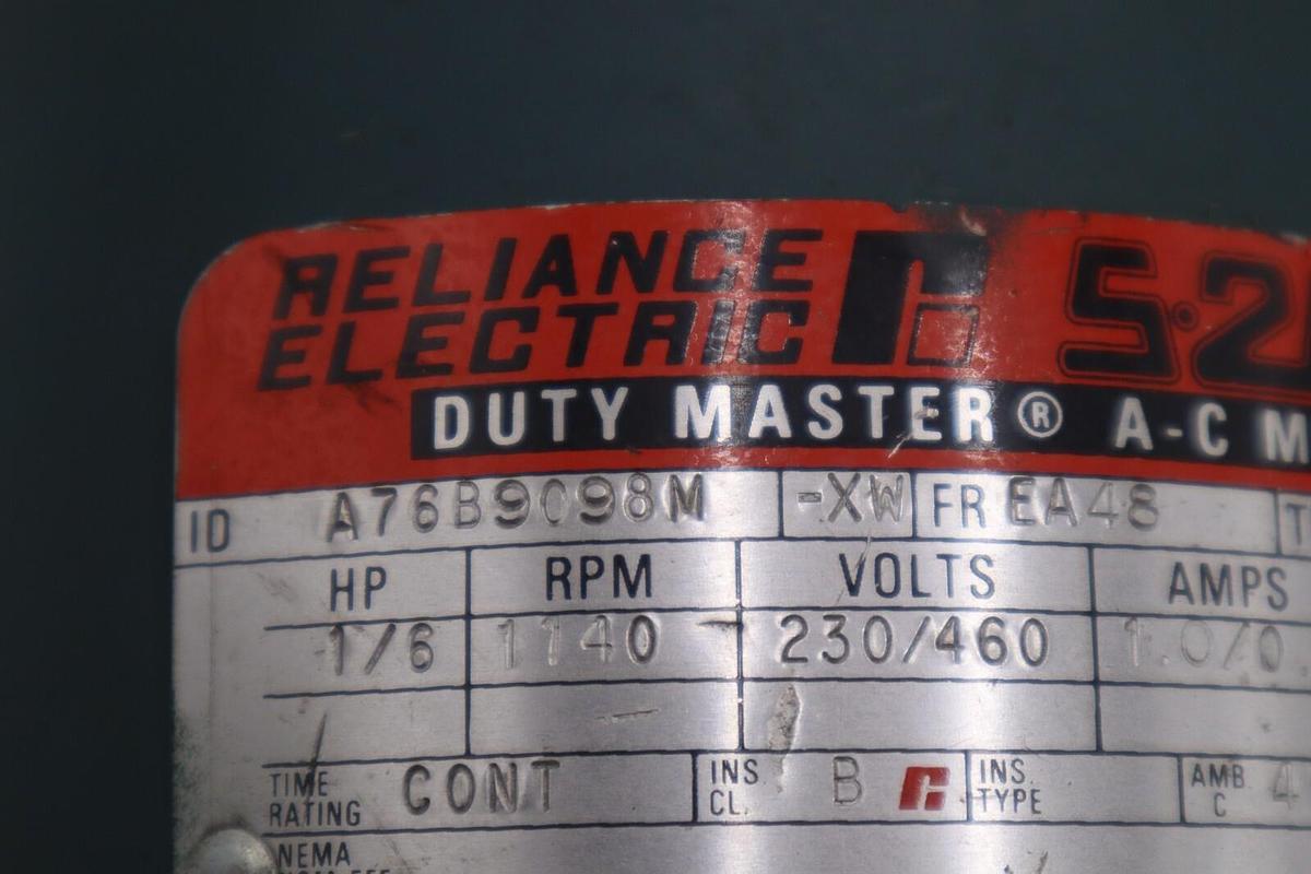 Used RELIANCE ELECTRIC A76B9098M-XW AC MOTOR 230/460V 1/6HP STOCK #M-18