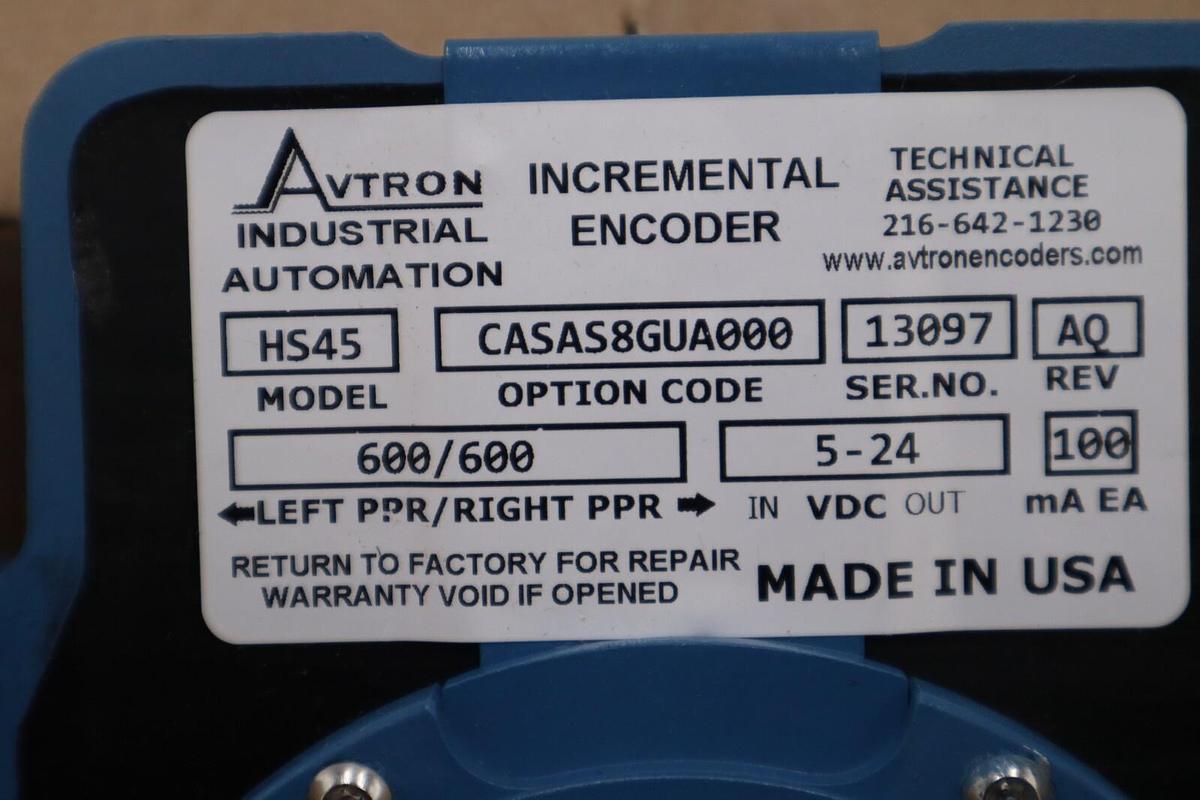 NEW Avtron Incremental Magnetic Encoder HS45 Part CASAS8GUA000 SER 13097 #5570