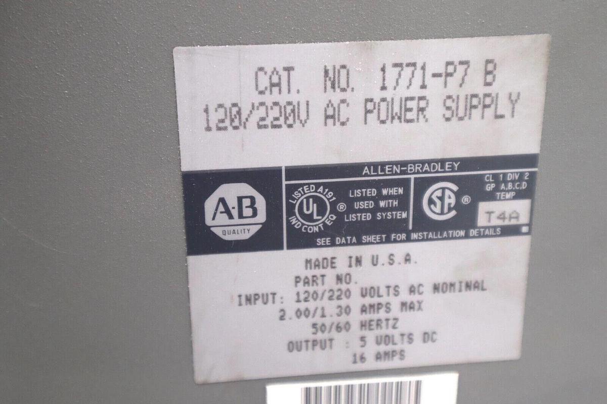 Used ALLEN BRADLEY 1771-P7 AC POWER SUPPLY 120/220V SERIES B #L-219