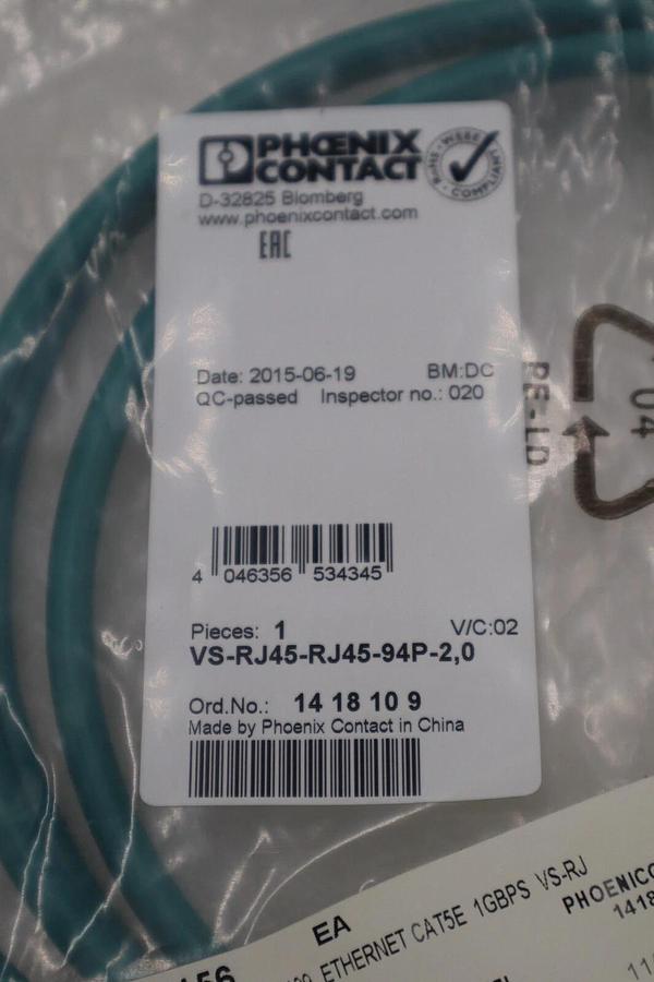 Used NEW Phoenix Contact Vs-Rj45-Rj45-94P-2,0 Cable STOCK G969A
