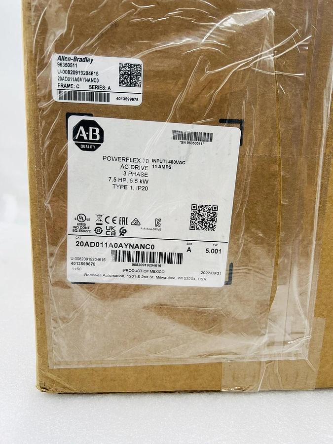 Used 2022 NEW Allen-Bradley PowerFlex 70 20AD011A0AYNANC0 No HIM AC Drive STOCK 4135
