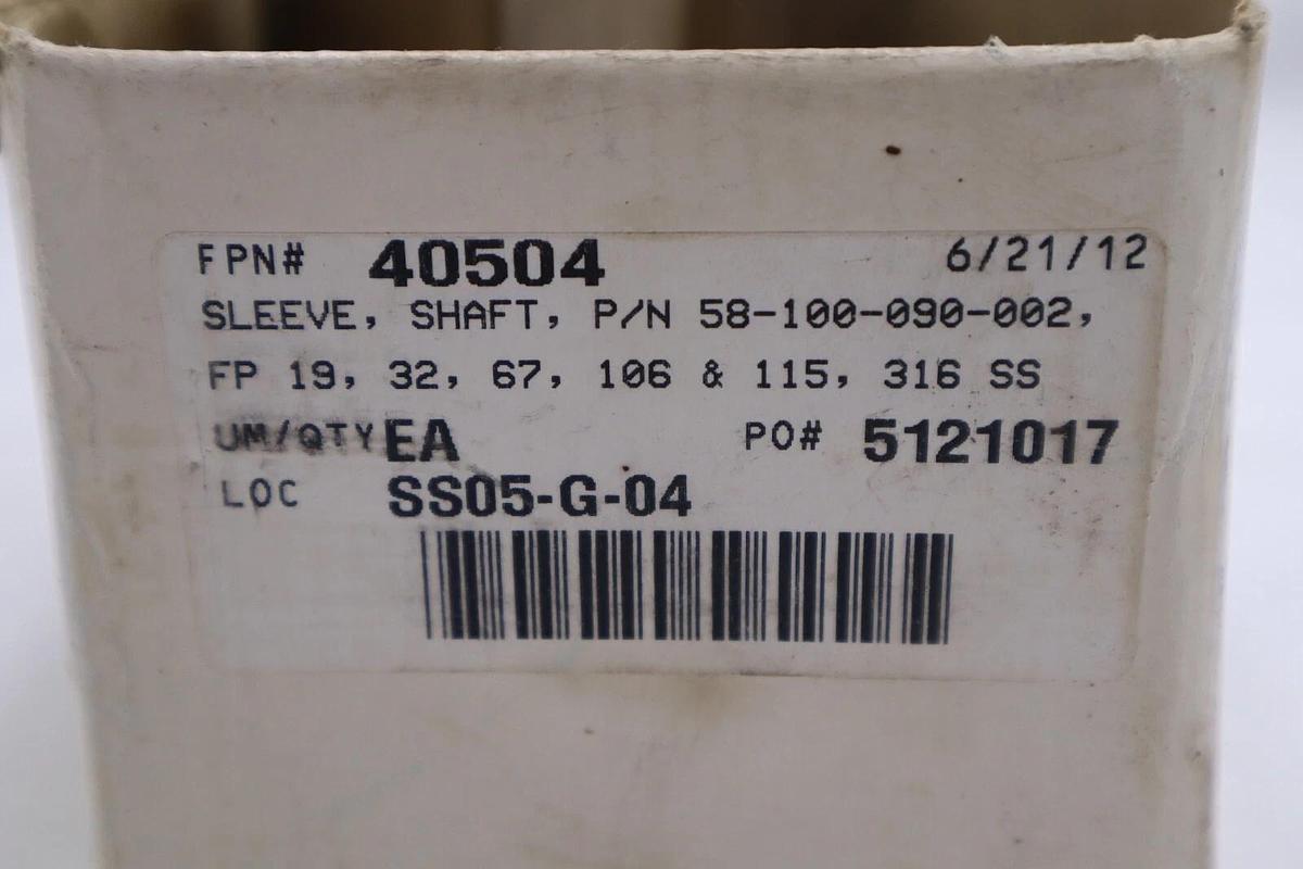 Used SLEEVE SHAFT SUMMIT SLEEVE AC PWO 316SS PN: 50-100-090-002 NEW STOCK 1942