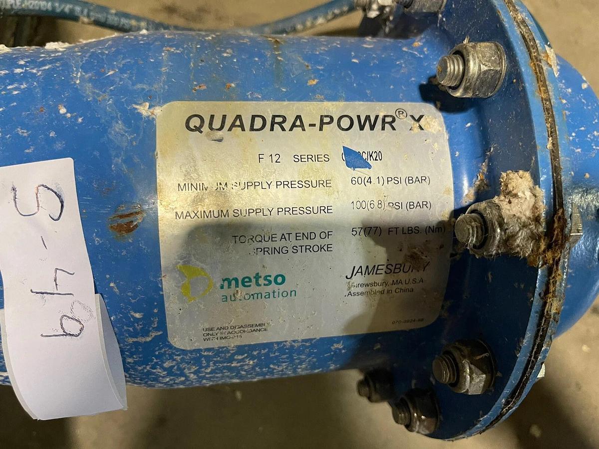 Used 4" JAMESBURY QUADRA-POWR X METSO QPX2C/K20 100PSI V-BALL VALVE NELES S-49