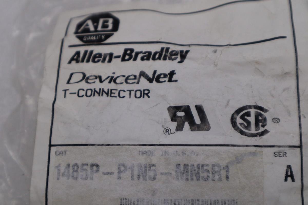 LOT OF 2- AB ALLEN BRADLEY 1485-P1N5-MN5R1 DEVICENET T-CONNECTOR STK H1407A