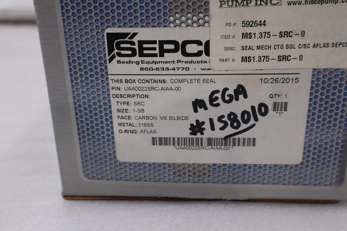 Used SEPCO Cartridge Seal 1-3/8 in UAA0022SRC-AIAA-00 | 316SS Metal - STOCK GF313