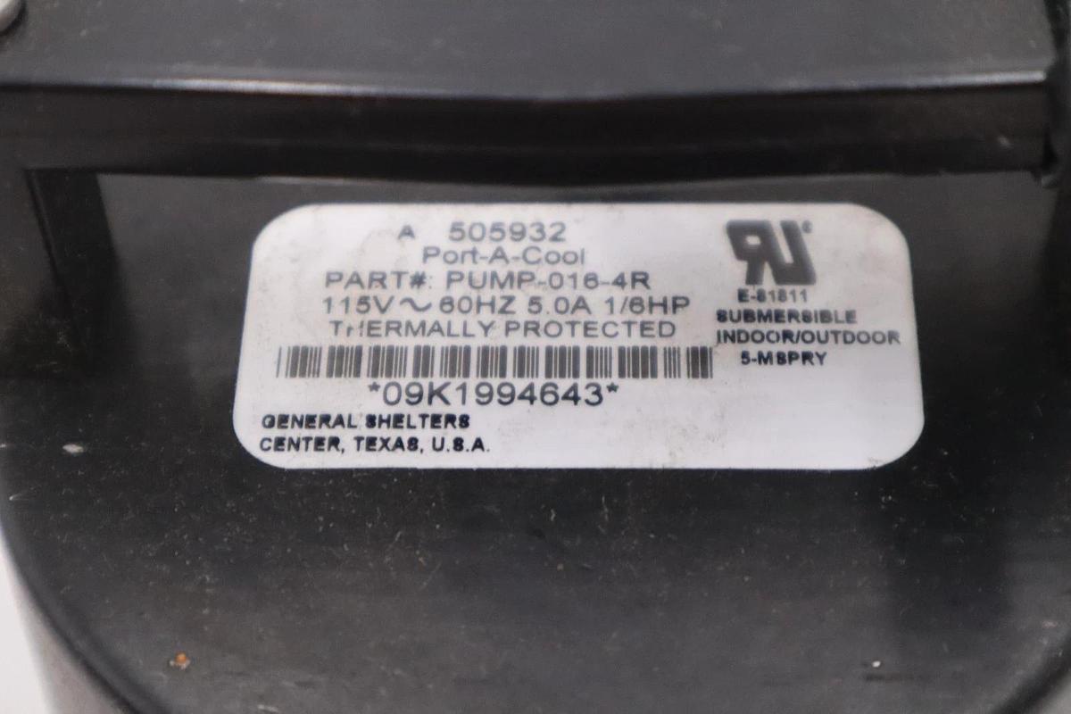 Port-A-Cool Power Kuhl Replacement Pump 115V-60Hz 5A 1PH PUMP-016-4R STK GF1265