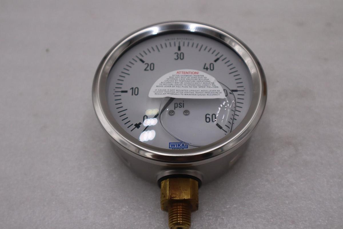 Wika 213.53 4" 60 PSI Range Gauge 1/4"NPT Lower Mount - NEW IN BOX - G1374