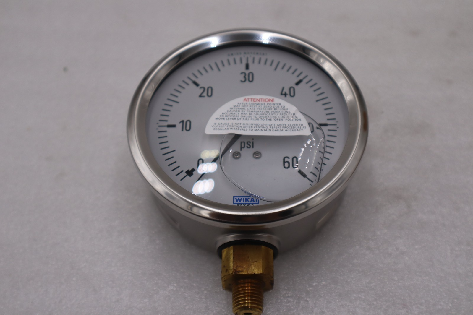 Wika 213.53 4" 60 PSI Range Gauge 1/4"NPT Lower Mount - NEW IN BOX - G1374