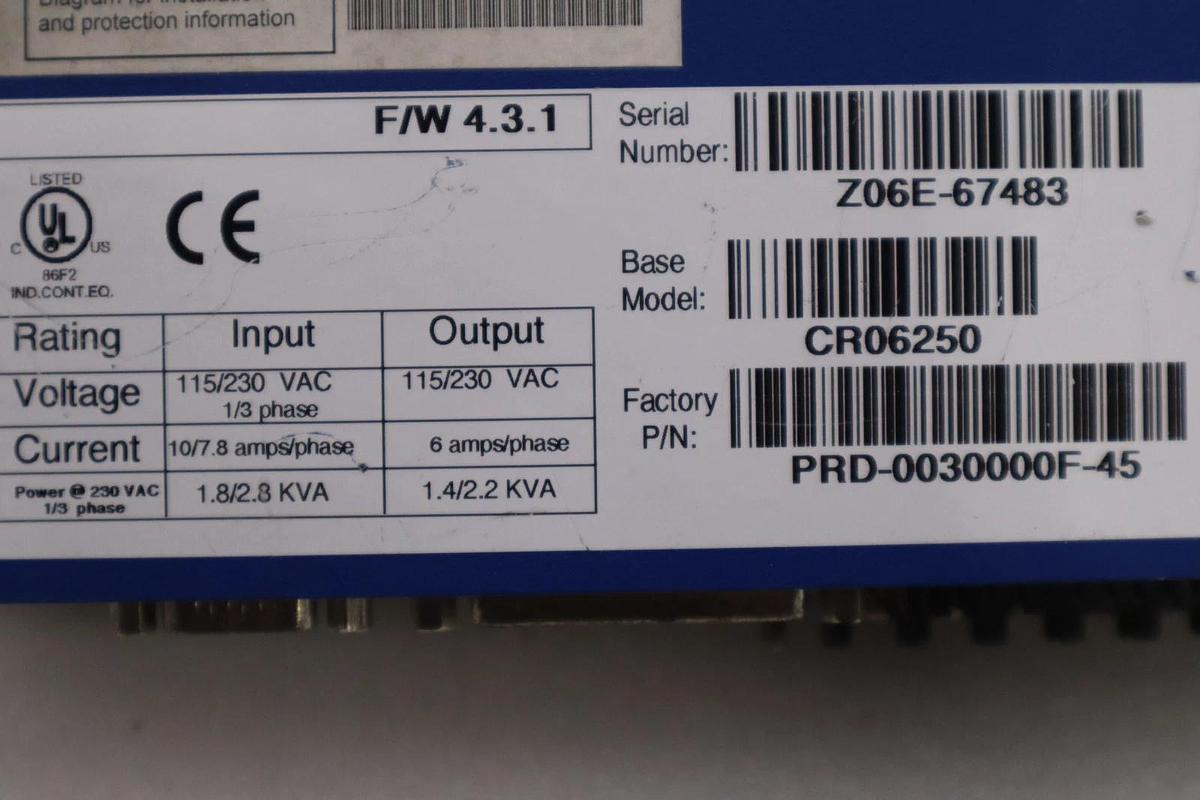 Used KOLLMORGEN CR06250/ CR06250-2G1506B1 MOTION SERVOSTAR STOCK H574A