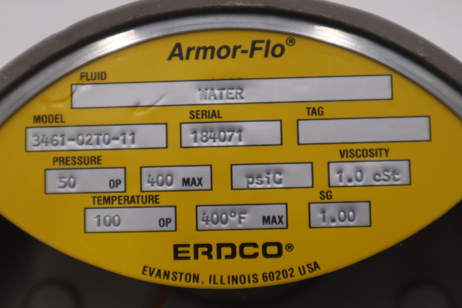 NEW ARMOR-FLO 3461-02T0-11 SERIAL 184071 FLOW METER STOCK G417A