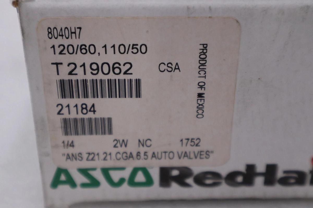 Used NEW ASCO REDHAT 8040H7 110/120V 15PSI 1/4" NSNP STOCK H617A