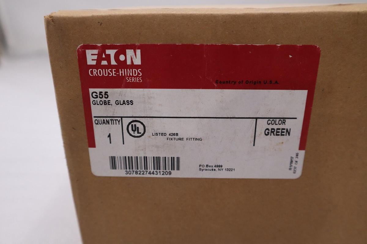NEW EATON CORPORATION G55 GLOBE VAPOR PROOF GLASS GREEN STOCK H195