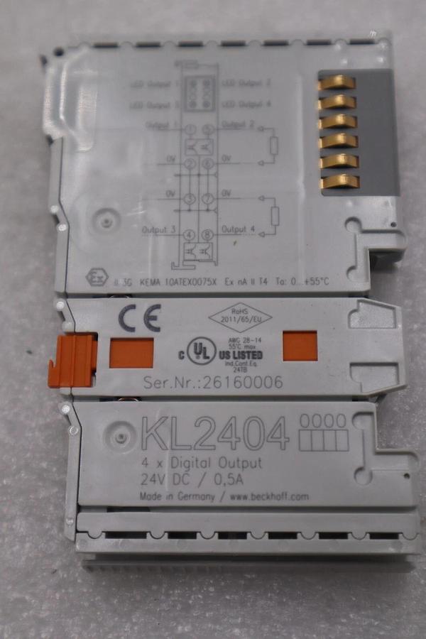 BECKHOFF KL2404 DIGITAL OUTPUT TERMINAL 2-WIRE 4-CHANNEL 4 OUTPUTS STOCK L-605C