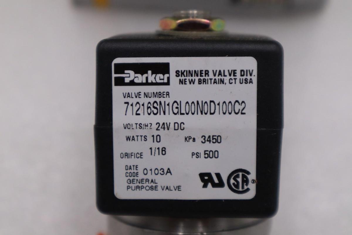 PARKER 71216SN1GL00N0D100C2 24VDC PSI 500 1/16 10WATTS STOCK H439A