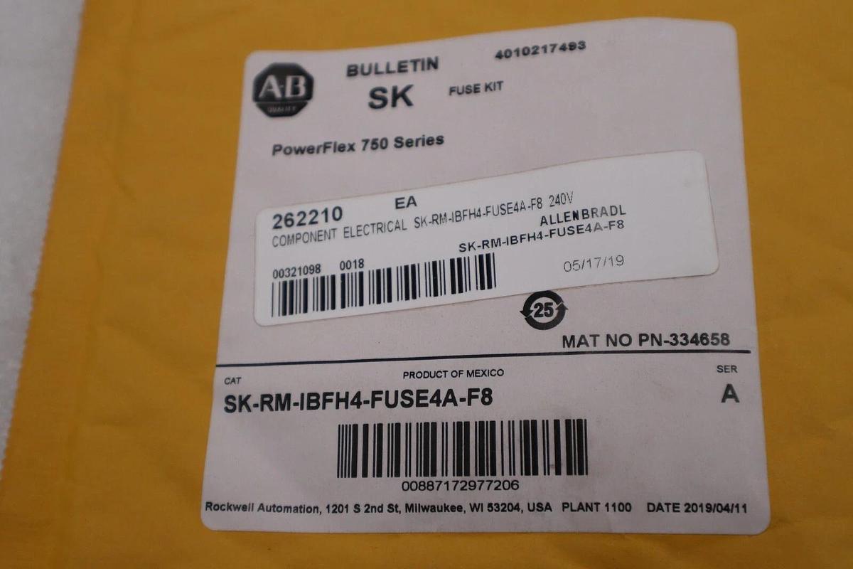 ALLEN BRADLEY NEW PowerFlex 750 Fuse Kit SK-RM-IBFH4-FUSE4A-F8 STOCK G837A