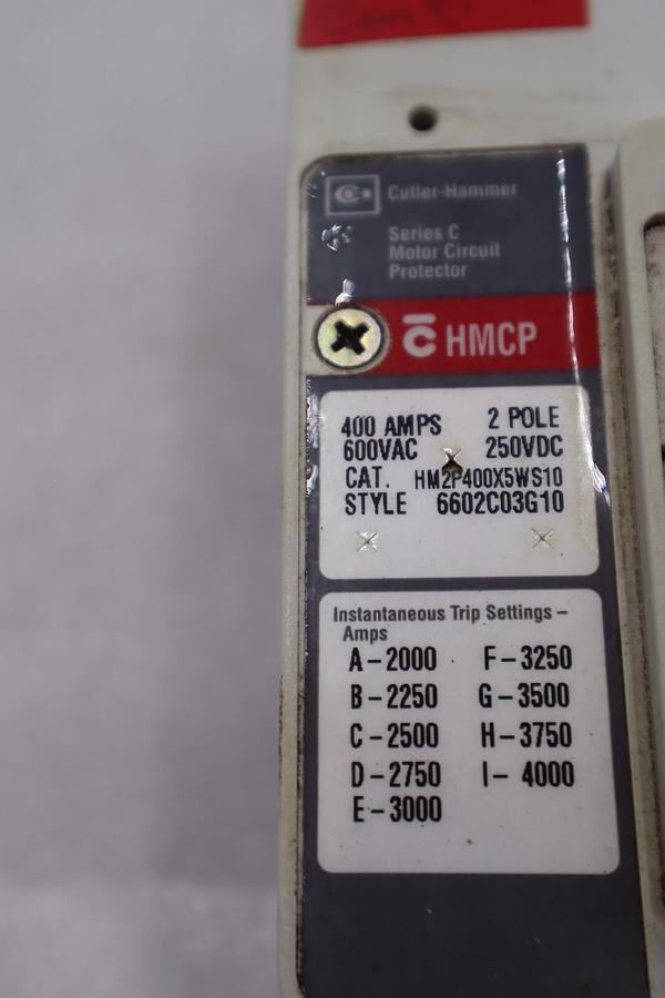 Used CUTLER-HAMMER HM2P400X5WS10 MOTOR CIRCUIT PROTECTOR SERIES C STOCK #3213