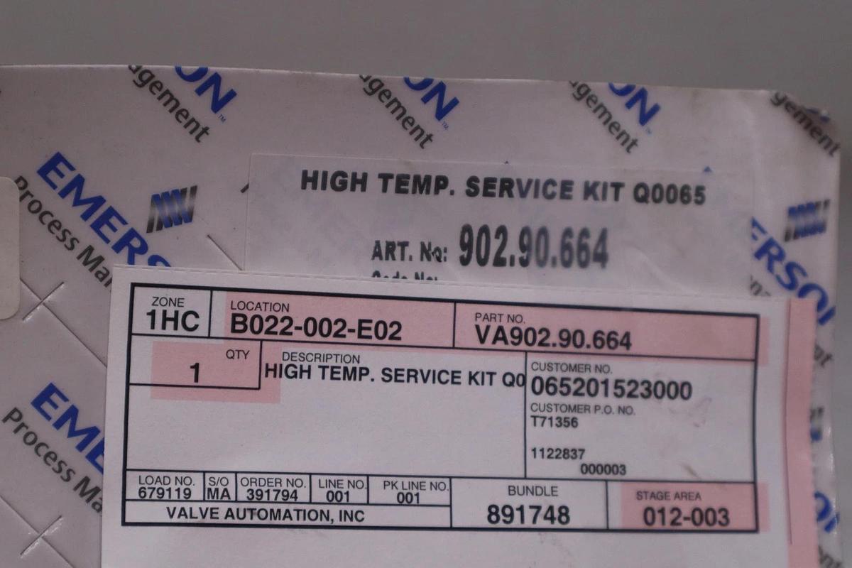 Used EMERSON HIGH TEMP SERVICE KIT Q0065 STOCK #123A