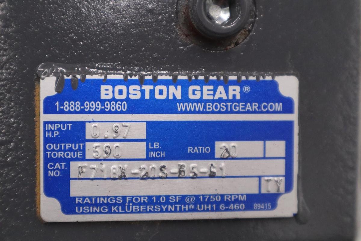 BOSTON GEAR F718X-20S-B5-G1 WORM GEAR SPEED REDUCER - STOCK GF615