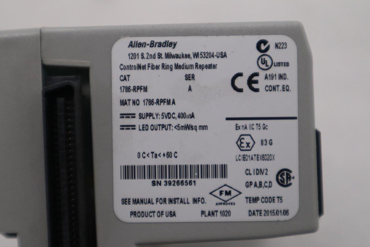 Used Allen Bradley 1786-RPFM ControlNet Communication Fiber Module STOCK L-546