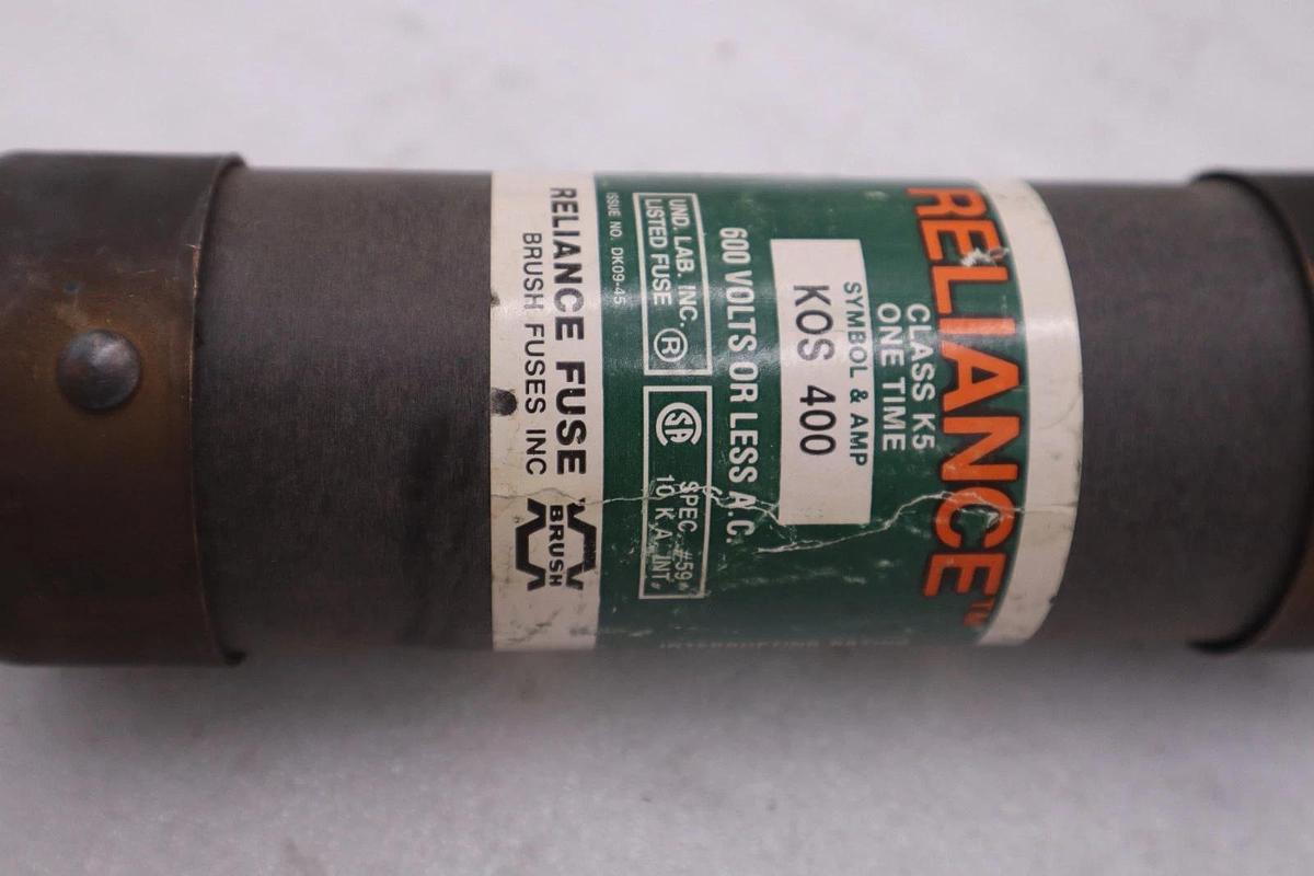 Used LOT OF 3 - Reliance KOS400/ KOS 400 Fuse 400A - STOCK 5822A