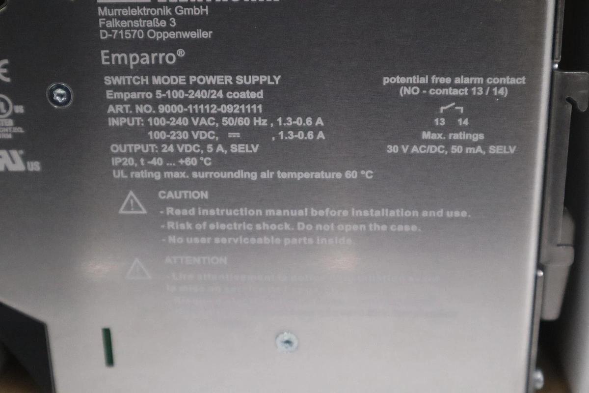 NEW OPEN BOX Murr Elektronik Switch Mode Power Supply 9000-11112-0921111 --GF298