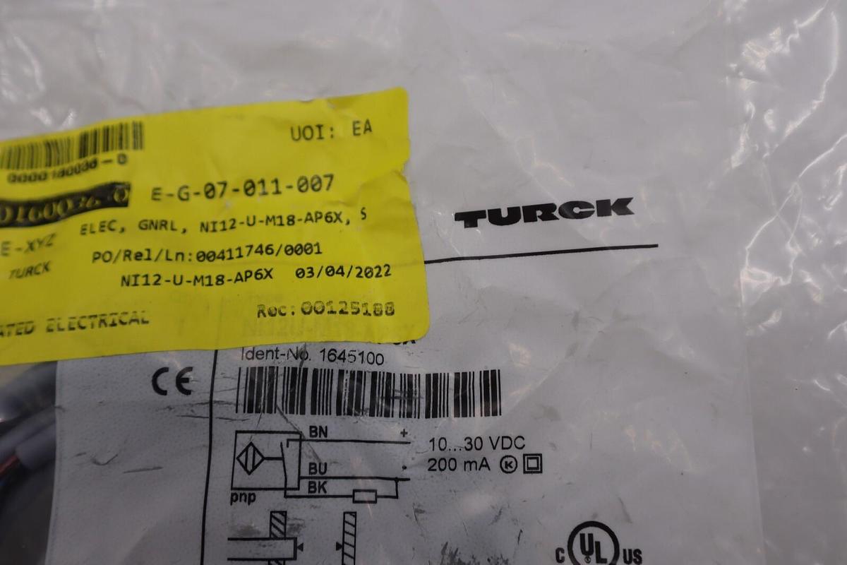 **NEW** TURCK INDUCTIVE SENSOR Ni12-U-M18-AP6X (1645100) STOCK G981A