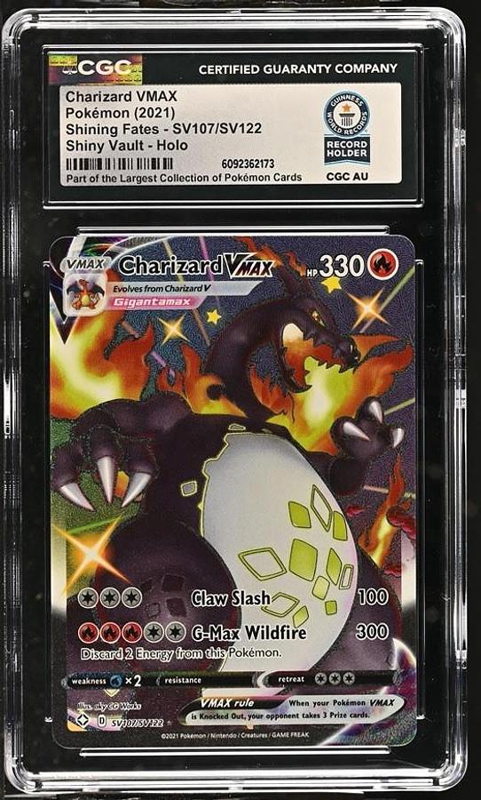 Used 2021 POKEMON SHINING FATES #SV107 FULL ART/CHARIZARD VMAX CGC WORLD RECORD 1/1