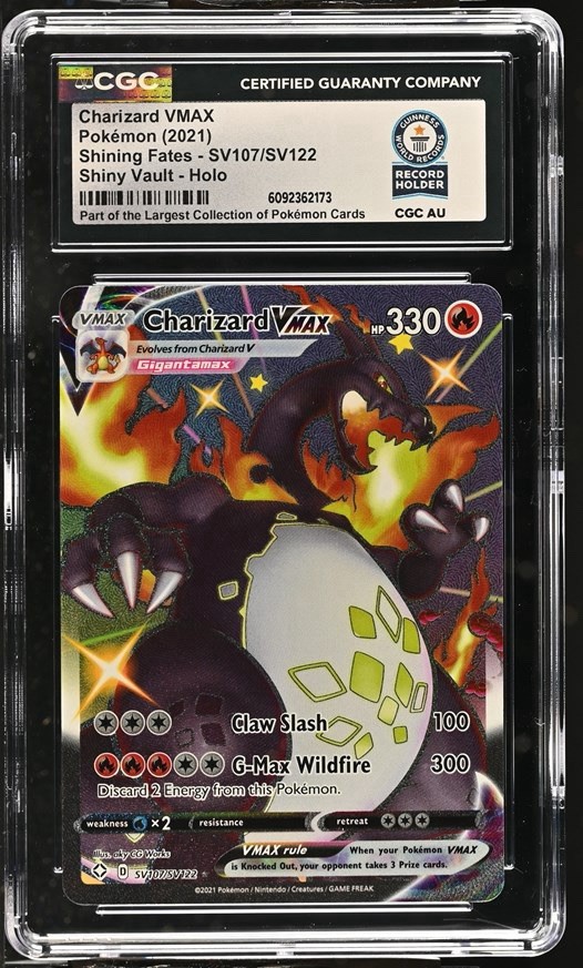 Used 2021 POKEMON SHINING FATES #SV107 FULL ART/CHARIZARD VMAX CGC WORLD RECORD 1/1