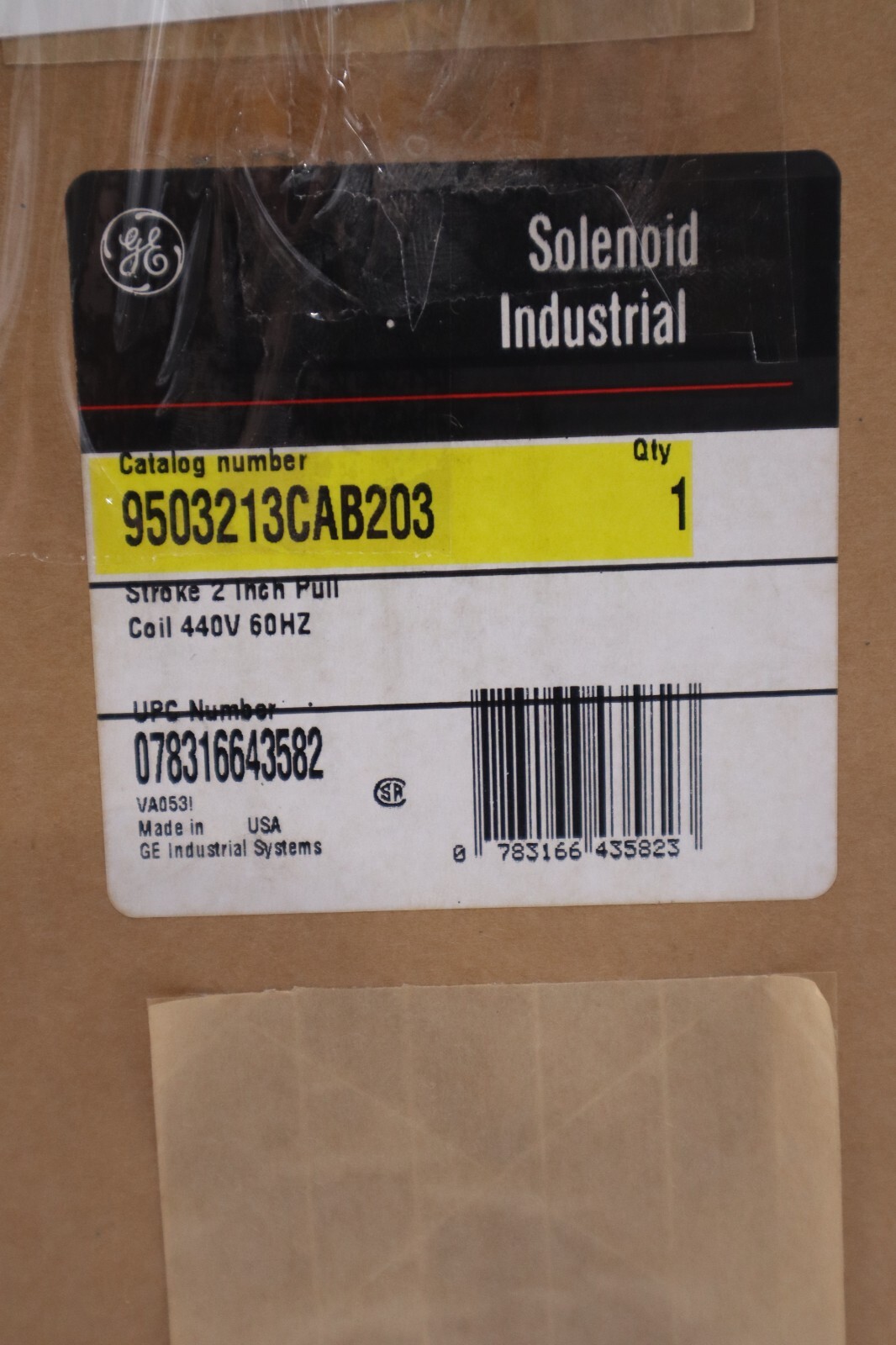 Used GENERAL ELECTRIC 9503213CAB203 INDUSTRIAL SOLENOID NEW IN BOX STOCK G322
