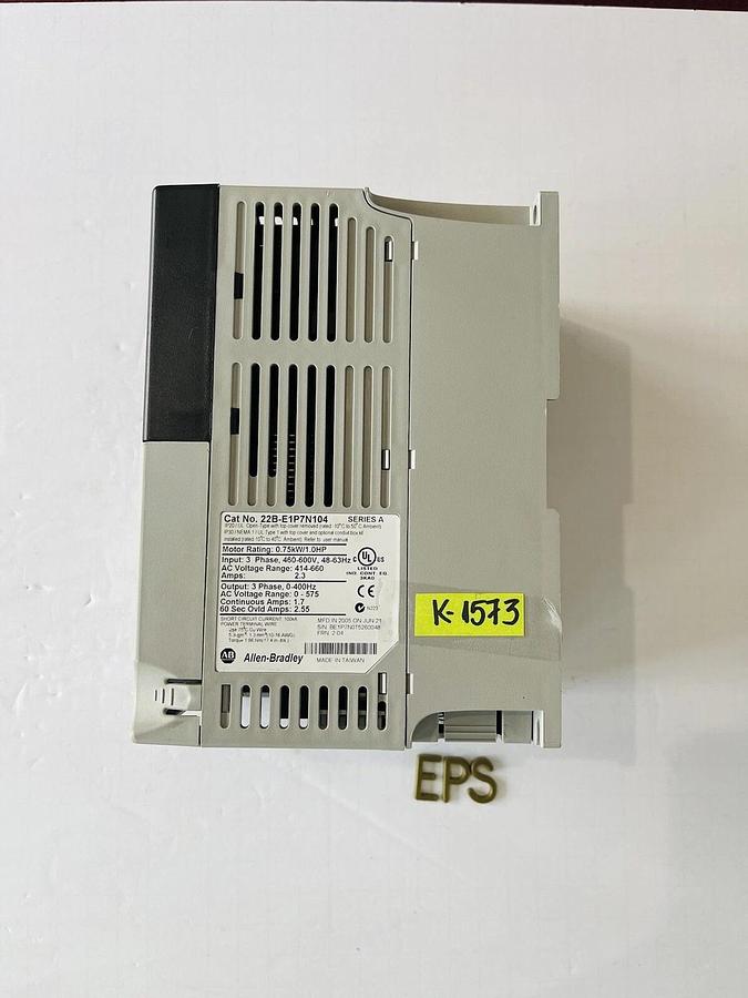 Used Allen Bradley 22B-E1P7N104 Powerflex 40 1HP Adjustable Frequency Drive #K-1573