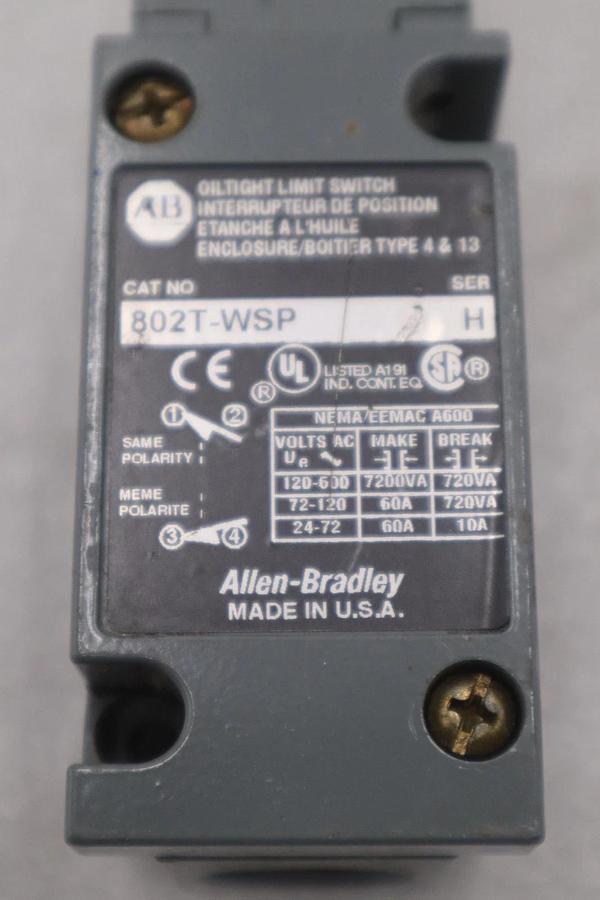 ALLEN-BRADLEY OIL TIGHT WOBBLE STICK LIMIT SWITCH 802T-WSP SERIES H NEW #GF-710A