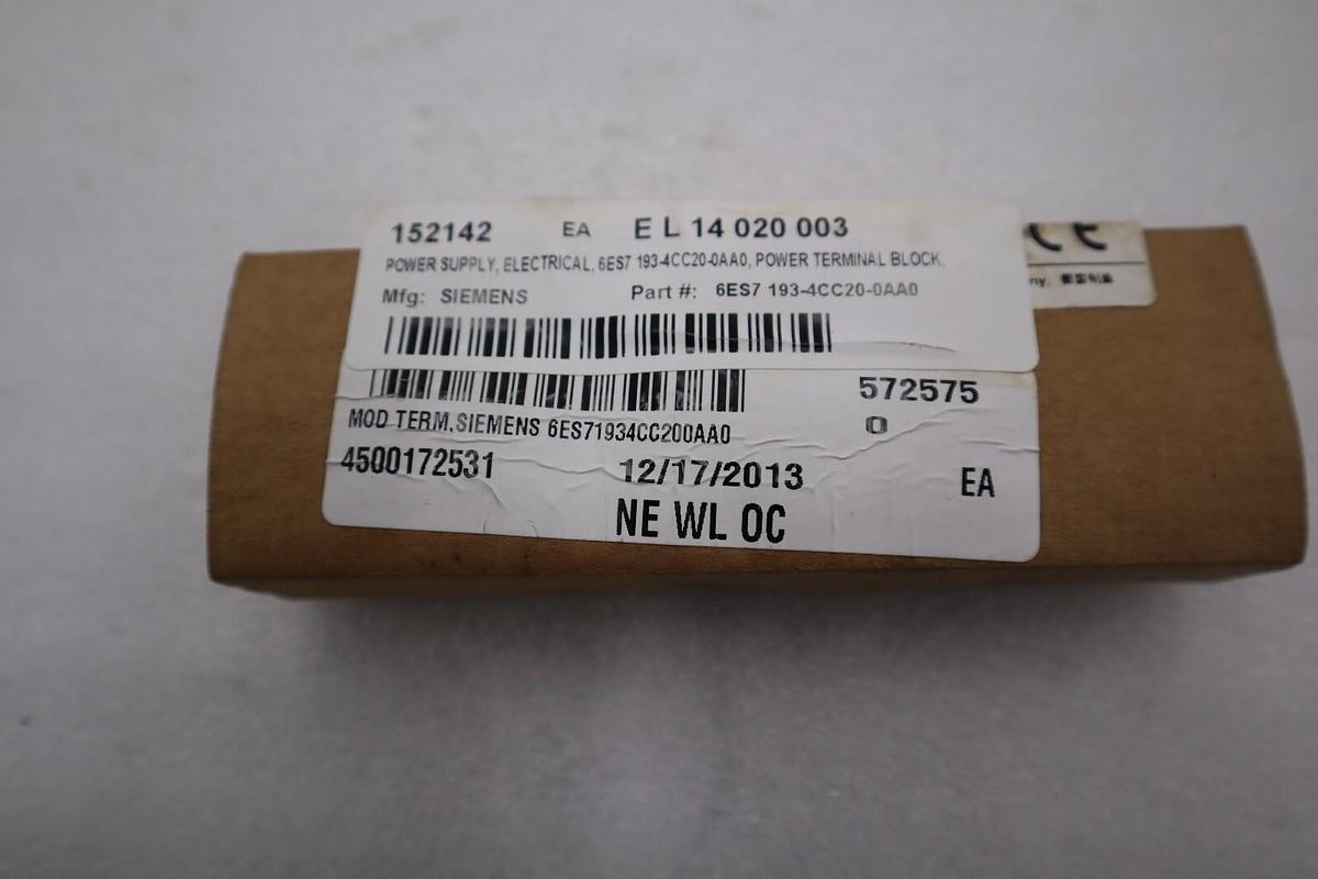 NEW SIEMENS 6ES7 193-4CC20-0AA0 TERMINAL MODULE STOCK G850A