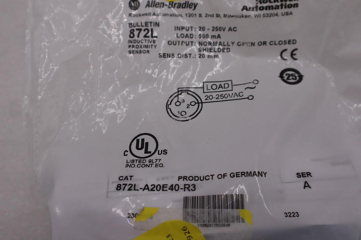 ALLEN BRADLEY 872L-A20E40-R3 SER. A 20-250VAC NEW UNIT STOCK G832A