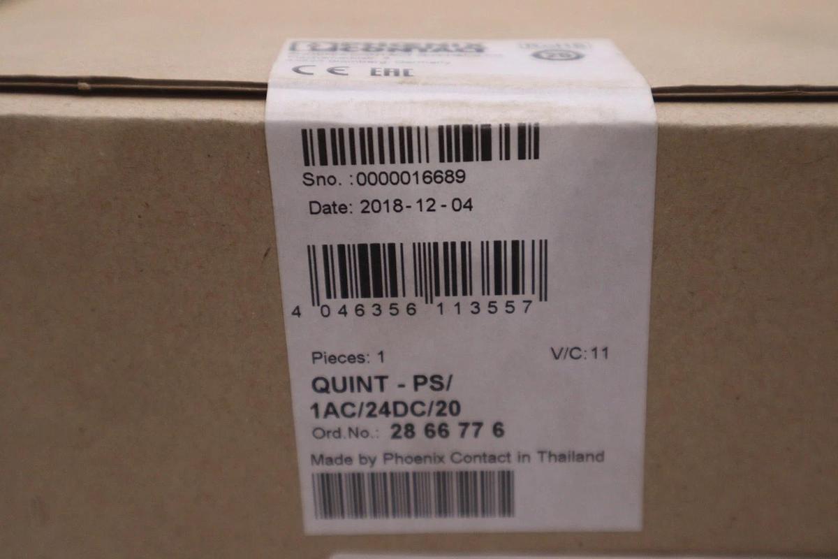 Used 24V DIN Rail Power Supply - Phoenix Contact 2866776 - QUINT - PS/1AC/24DC/20 NEW