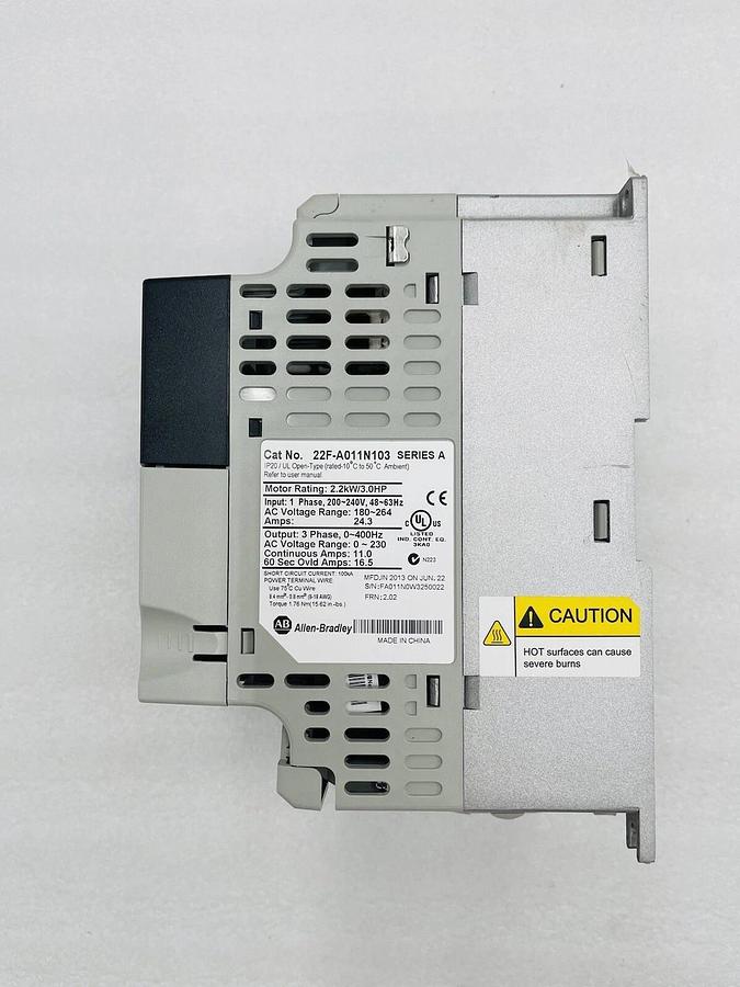 Used Allen Bradley 22F-A011N103 Inverter 1Phase 200-240VAC 2.2KW/3.0HP STOCK 2263