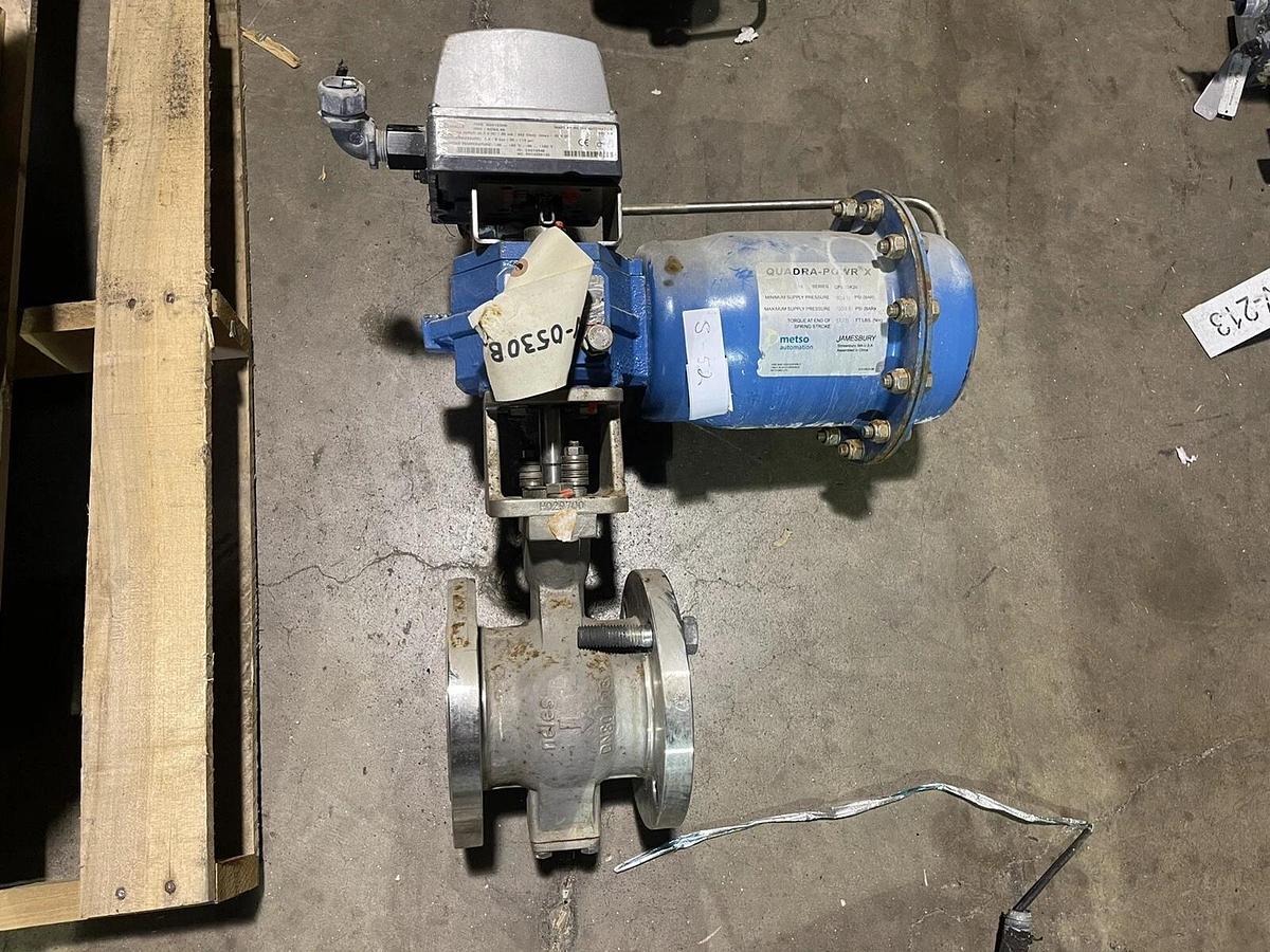 Used 3.5" JAMESBURY QUADRA-POWR X METSO QPX2C/K20 100PSI V-BALL VALVE NELES S-52 W-27