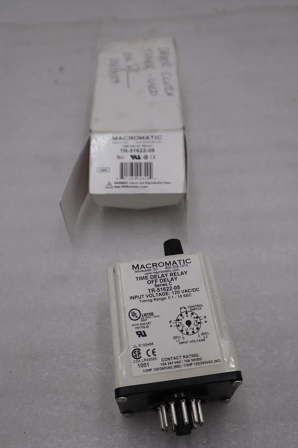 Used Macromatic TR-51622-05 Single Function Time Delay Relay - STOCK K771CC