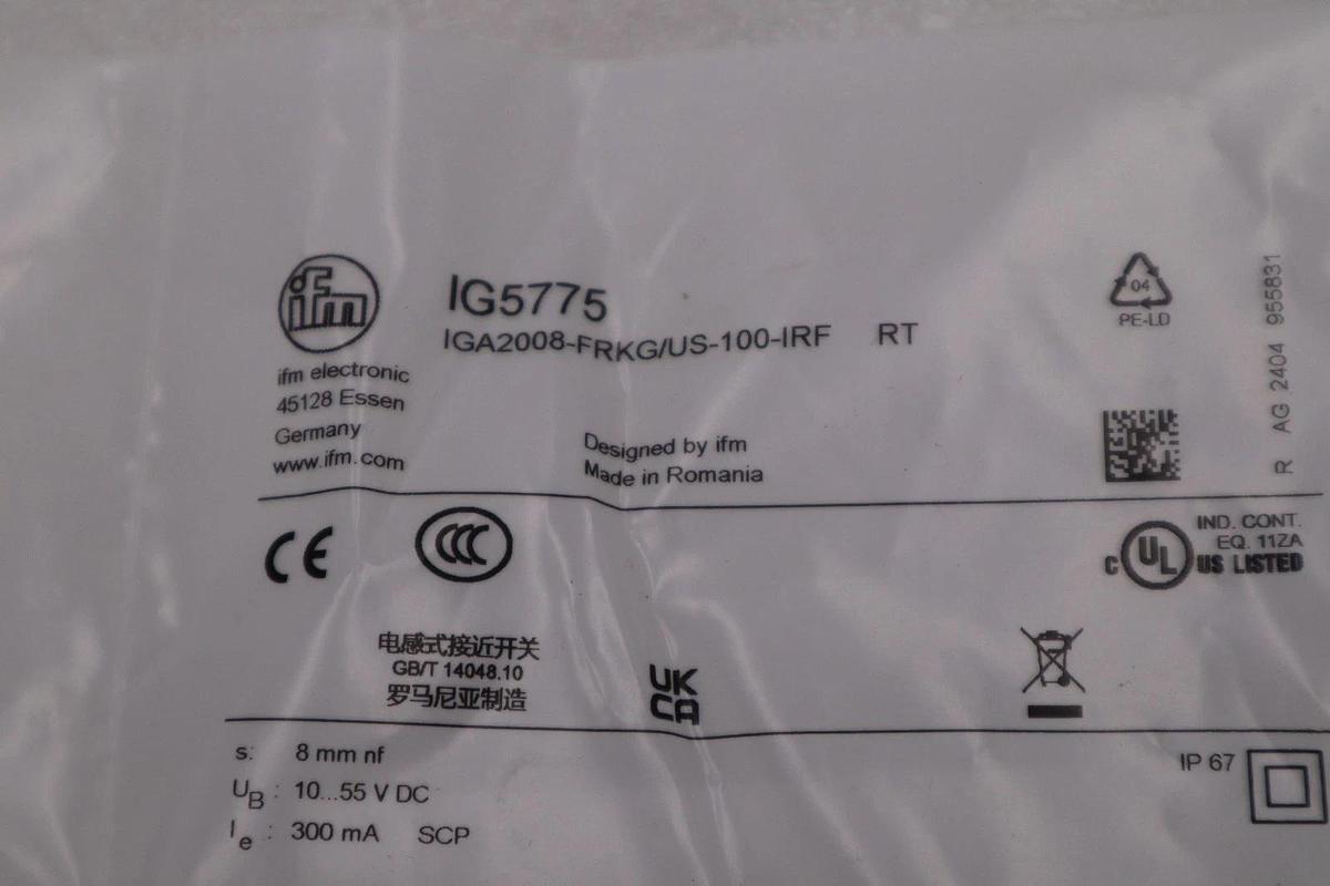 Used LOT OF 6      NEW IFM IG5775 IGA2008-FRKG/US-IG5775 Inductive Sensor STK H919A