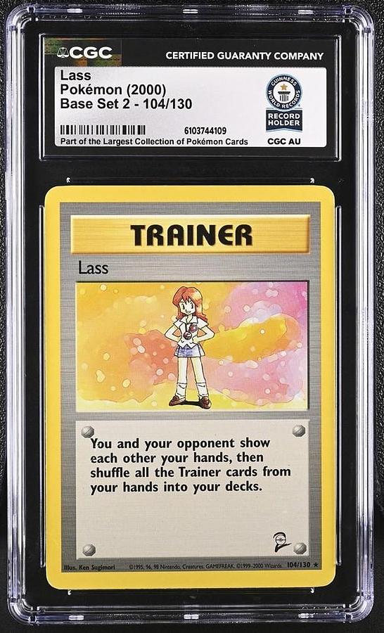 Used POKEMON LASS 104/130 BASE SET 2 TCG WIZARDS OF THE COAST CGC WORLD RECORD 1/1